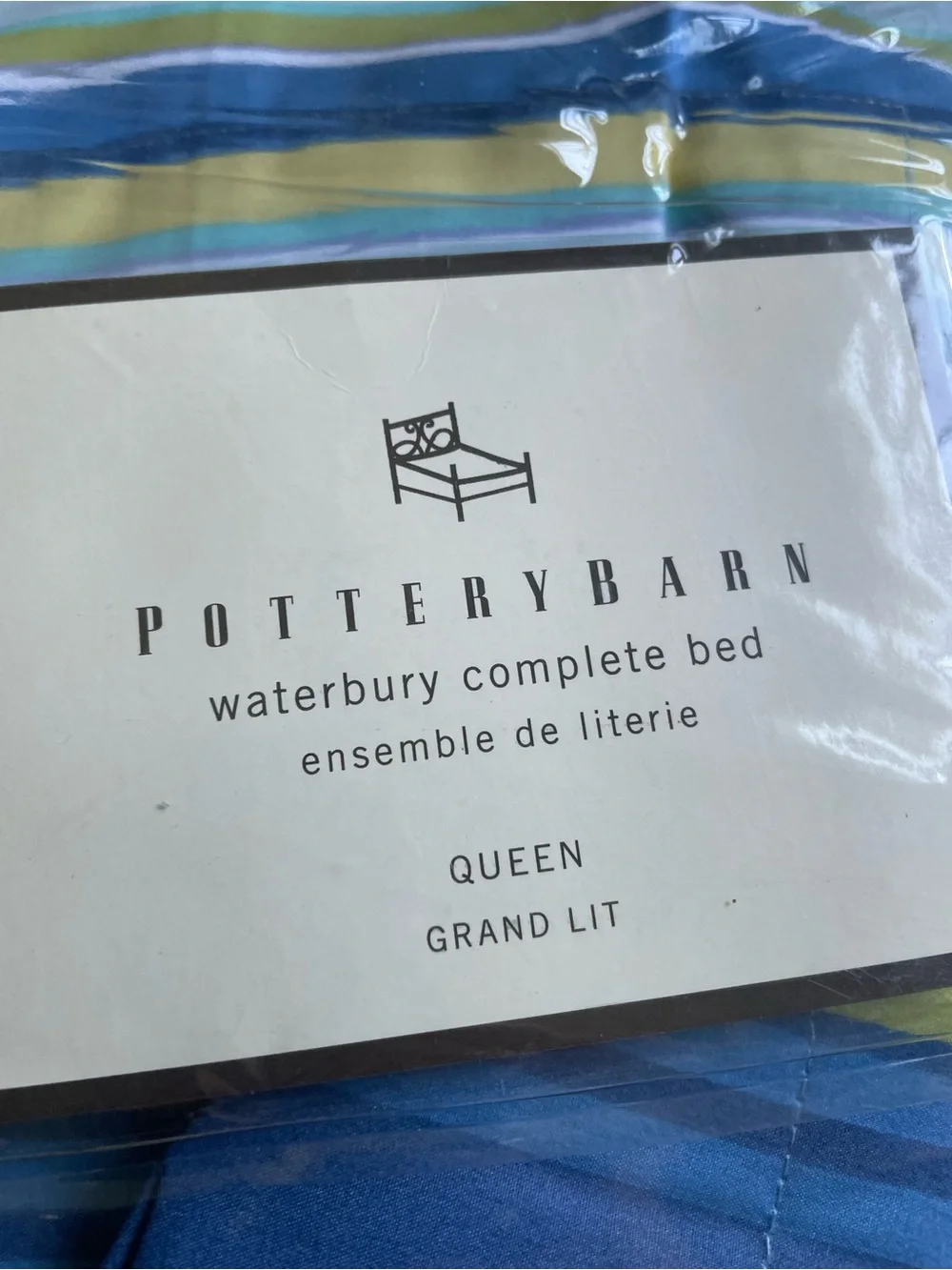 Pottery Barn READ Waterbury Stripe Duvet Cover W/2 Pillow Cases Queen Grand Lit
